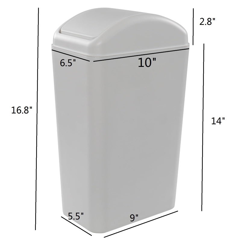 Obstnny 14 L / 3.5 Gallon Slim Plastic Trash Can for Narrow Spaces at Bathroom or Office, Bedroom, R - Image 2